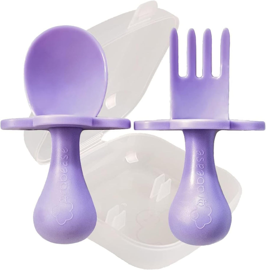 Grabease Silicone Baby Feeding Utensil Set - Purple - liquidation.store