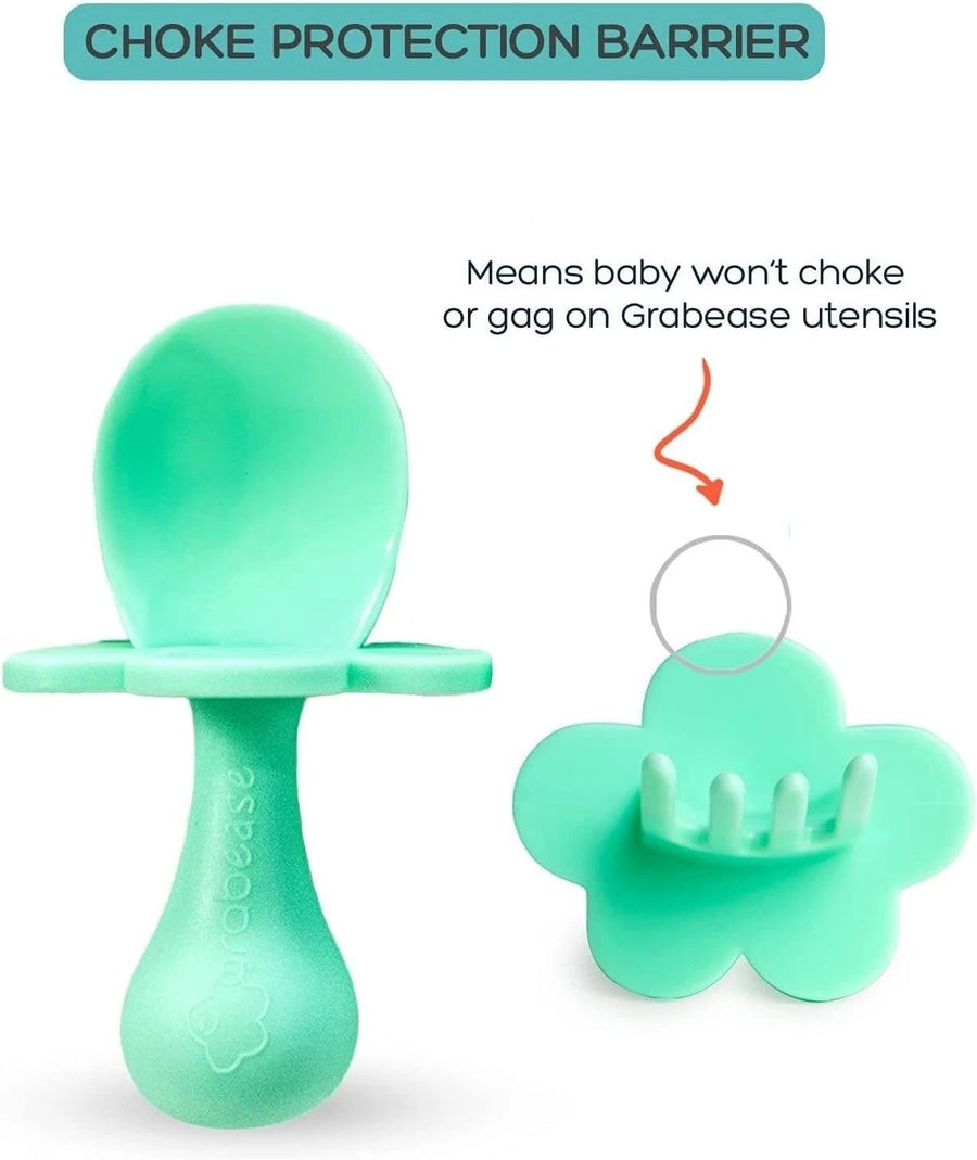 Grabease Silicone Baby Utensil Set - Mint Green - liquidation.store