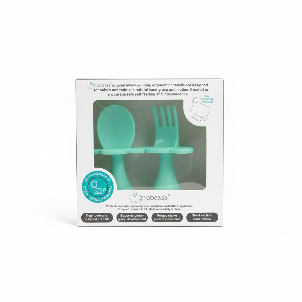 Grabease Silicone Baby Utensil Set - Mint Green - liquidation.store