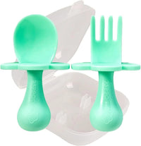 Grabease Silicone Baby Utensil Set - Mint Green - liquidation.store