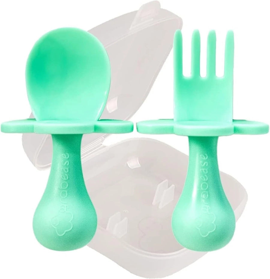 Grabease Silicone Baby Utensil Set - Mint Green - liquidation.store