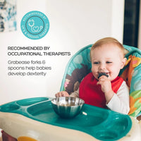 Grabease Silicone Baby Utensil Set - Mint Green - liquidation.store