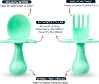 Grabease Silicone Baby Utensil Set - Mint Green - liquidation.store