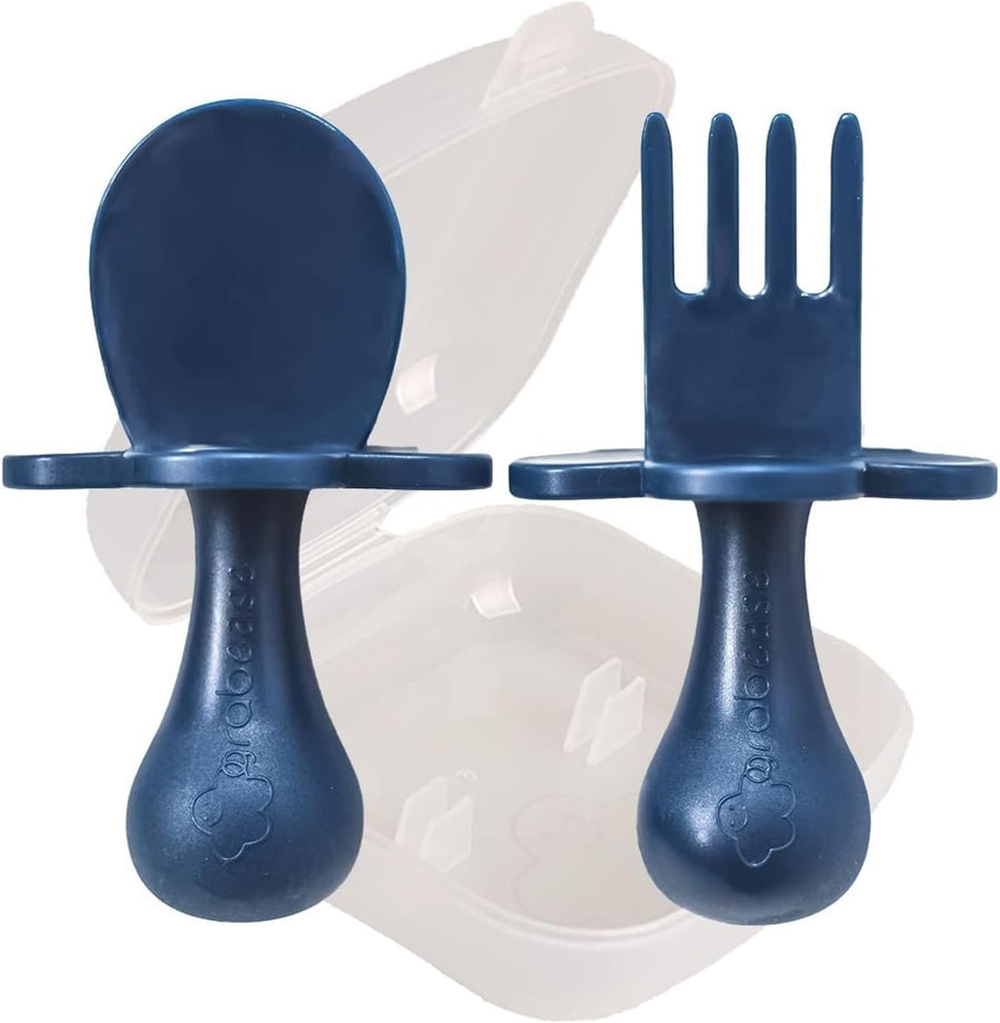 Grabease Silicone Baby Utensil Set - Navy - liquidation.store