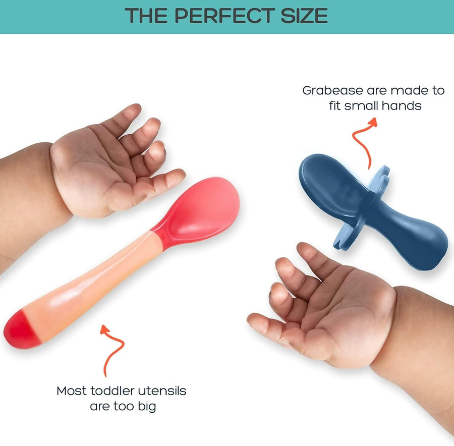 Grabease Silicone Baby Utensil Set - Navy - liquidation.store