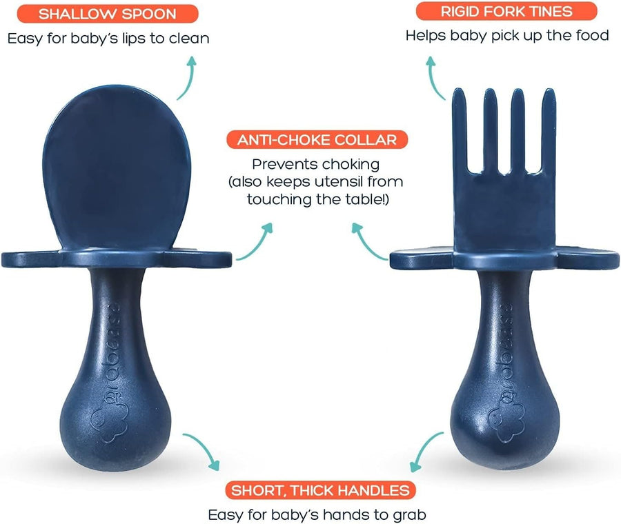 Grabease Silicone Baby Utensil Set - Navy - liquidation.store