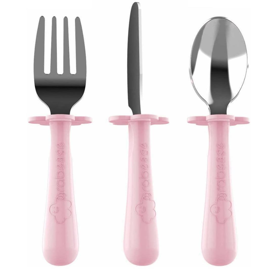 Grabease Toddler Utensils Set Fork Spoon & Knive - Blush Pink - liquidation.store