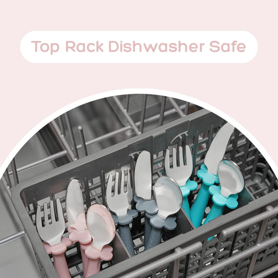 Grabease Toddler Utensils Set Fork Spoon & Knive - Blush Pink - liquidation.store