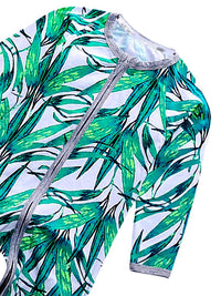 Thumbnail for Green Blue Tropical Baby Zip Sleepsuit with Hand & Feet Cuffs (Various Sizes) - liquidation.store