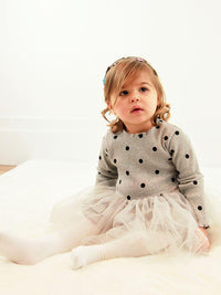Thumbnail for Grey Girls Polka Dot Party Tutu Dress (Various Sizes) - liquidation.store
