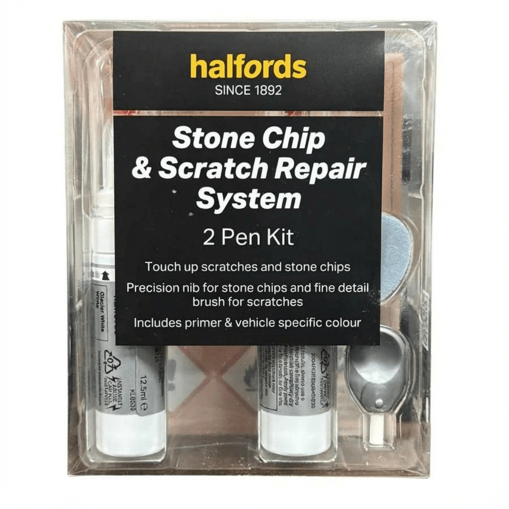 Halfords Stone Chip & Scratch Repair System for Cars - 2 Pen Kit (Renault Glacier White) - liquidation.store