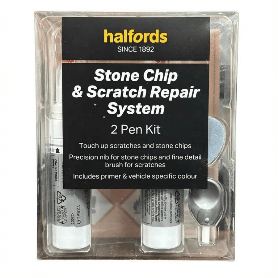 Halfords Stone Chip & Scratch Repair System for Cars - 2 Pen Kit (Renault Glacier White) - liquidation.store