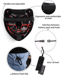 Halloween LED Stitched Purge Mask - RED - liquidation.store