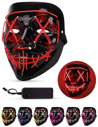 Halloween LED Stitched Purge Mask - RED
