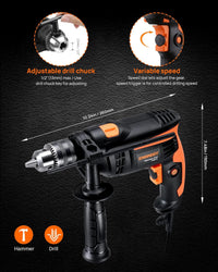 Thumbnail for Hammer Drill, ENGiNDOT 710W Corded Impact Drill 2 IN1 - liquidation.store