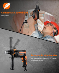 Thumbnail for Hammer Drill, ENGiNDOT 710W Corded Impact Drill 2 IN1 - liquidation.store