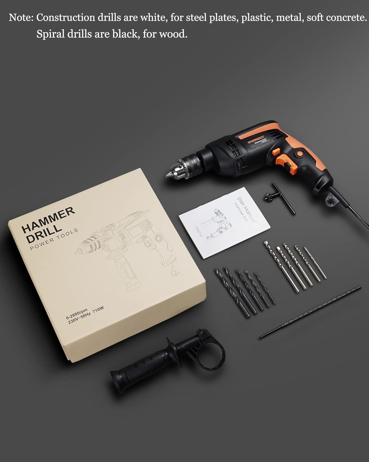 Hammer Drill, ENGiNDOT 710W Corded Impact Drill 2 IN1 - liquidation.store