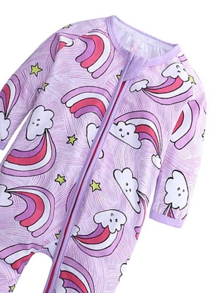 Happy Clouds - Lilac Baby Zip Sleepsuit with Hand & Feet Cuffs (Various Sizes) - liquidation.store