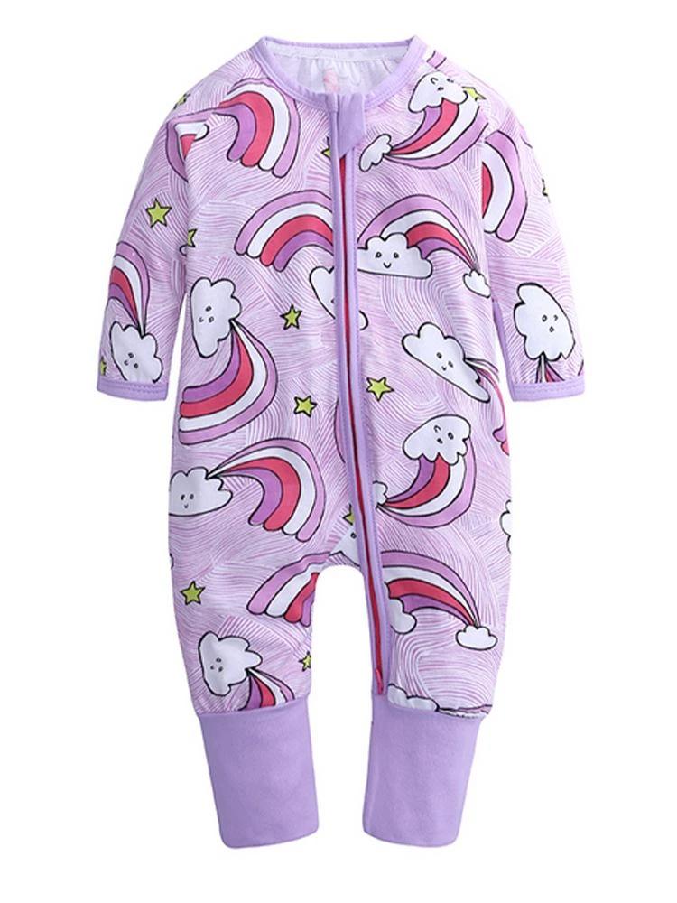 Happy Clouds - Lilac Baby Zip Sleepsuit with Hand & Feet Cuffs (Various Sizes) - liquidation.store