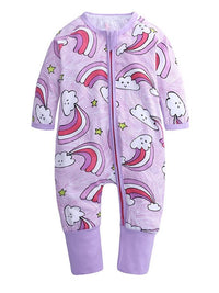 Thumbnail for Happy Clouds - Lilac Baby Zip Sleepsuit with Hand & Feet Cuffs (Various Sizes) - liquidation.store