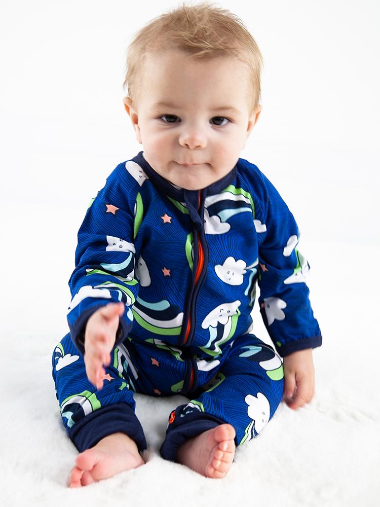 Happy Clouds Zip Baby Sleepsuit with Feet Cuffs (Various Sizes) - liquidation.store