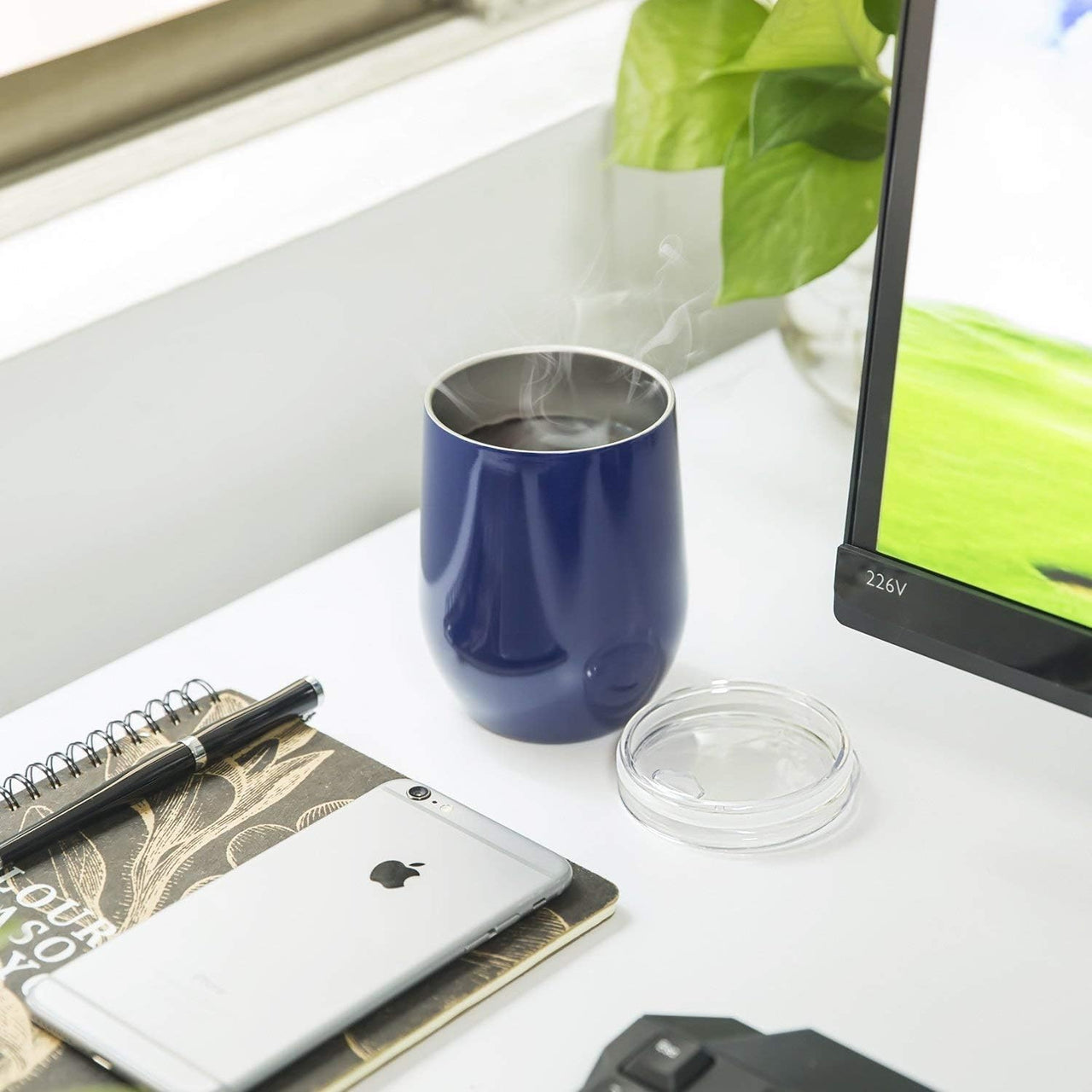 Happy Earth Stainless Steel Insulated Travel Mug - 350ml (Blue) - liquidation.store