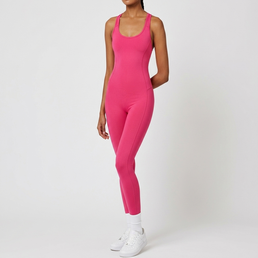SnuggzFit Pink Super Stretch Cross Back Unitard