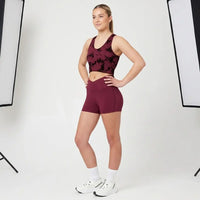 SnuggzFit High-Waisted Pocket Workout Shorts - Mulberry
