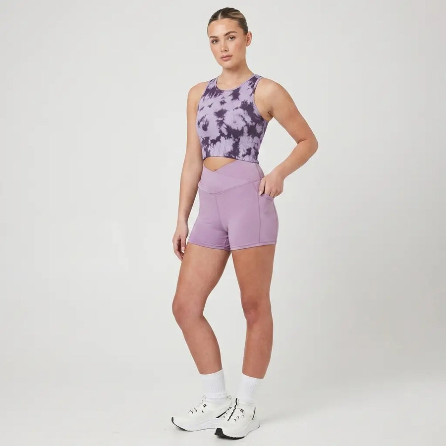 Snuggz Super Stretch Wrap Over Waist Pocket Detail Short - Lilac
