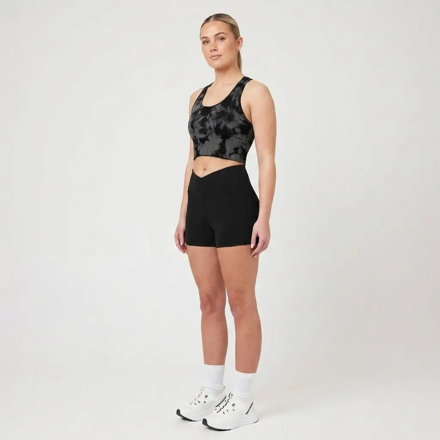 Snuggz Super Stretch Wrap Over Waist Pocket Detail Short - Black