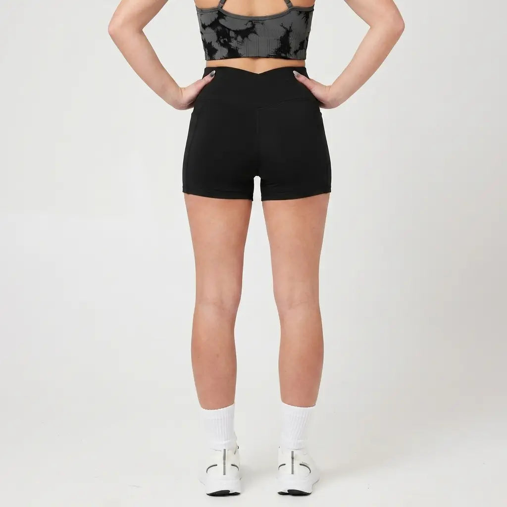 Snuggz Super Stretch Wrap Over Waist Pocket Detail Short - Black