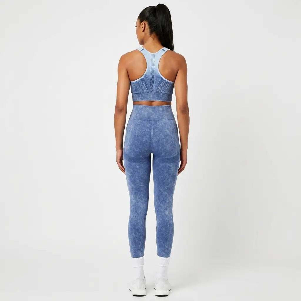Snuggz Fit Super Stretch Tie Dye Sculpt Blue/White Legging Bar Set