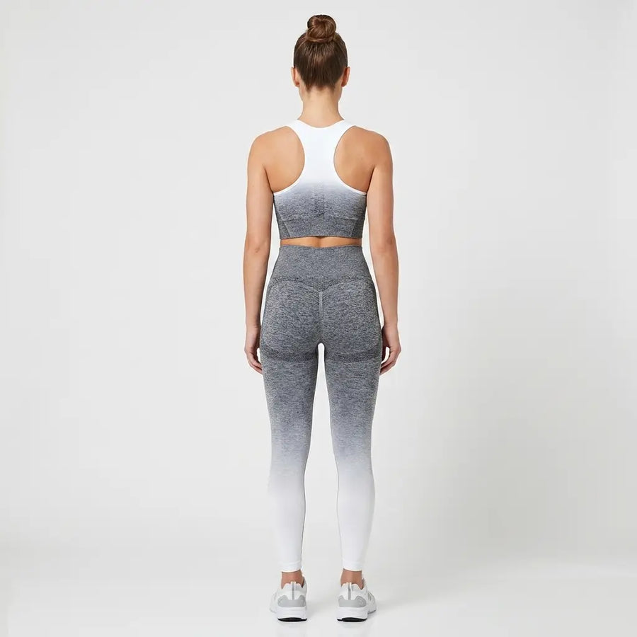 Snuggz Fit Super Stretch Tie Dye Sculpt Grey-White Legging Bar Set