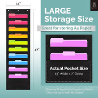 Thumbnail for Hippo Creation Heavy Duty Storage Pocket Chart (Black - 1 Pack, 10 Pockets) - liquidation.store