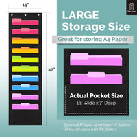 Thumbnail for Hippo Creation Pocket Chart (Black - 2 Pack 10 Pockets) - liquidation.store