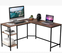 Thumbnail for Homfa L-shaped Office Desk Workstation - Dark Mahogany - liquidation.store