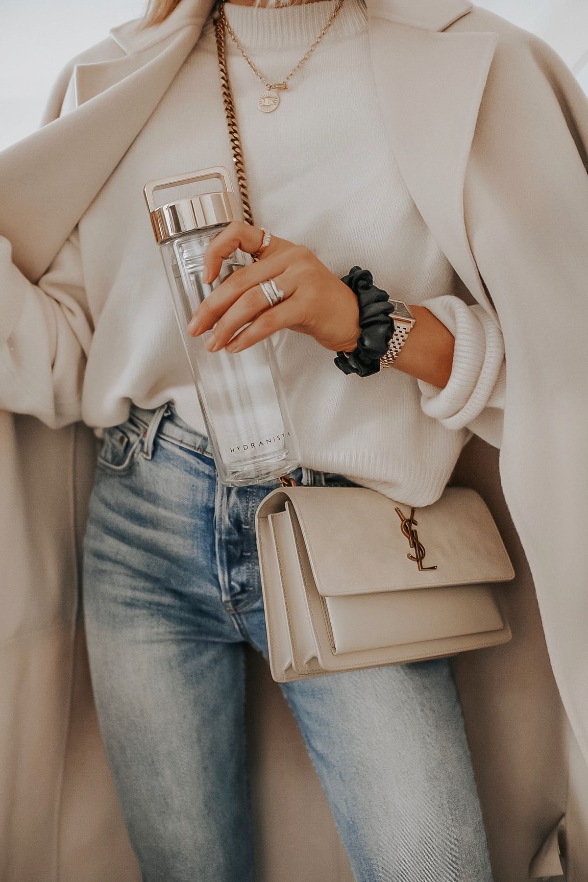 Hydranista glass water bottle - Gold Lid - liquidation.store