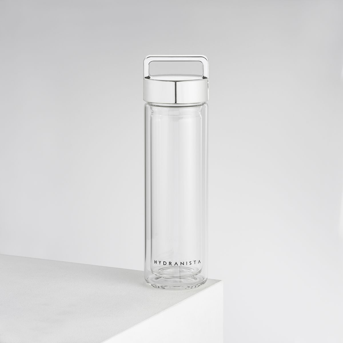 Hydranista glass water bottle - Silver Lid - liquidation.store