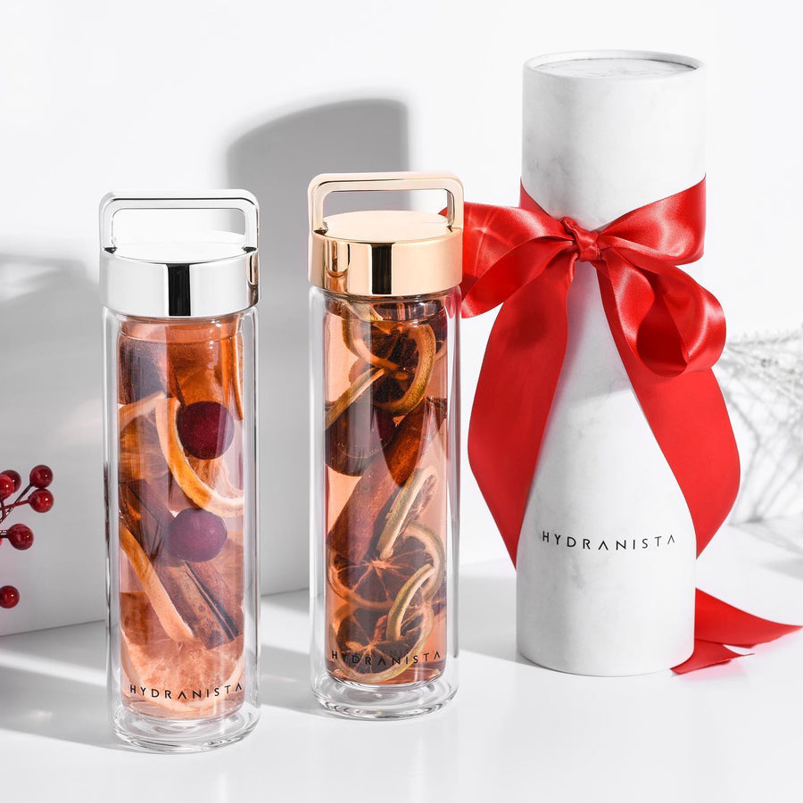 Hydranista glass water bottle - Silver Lid - liquidation.store