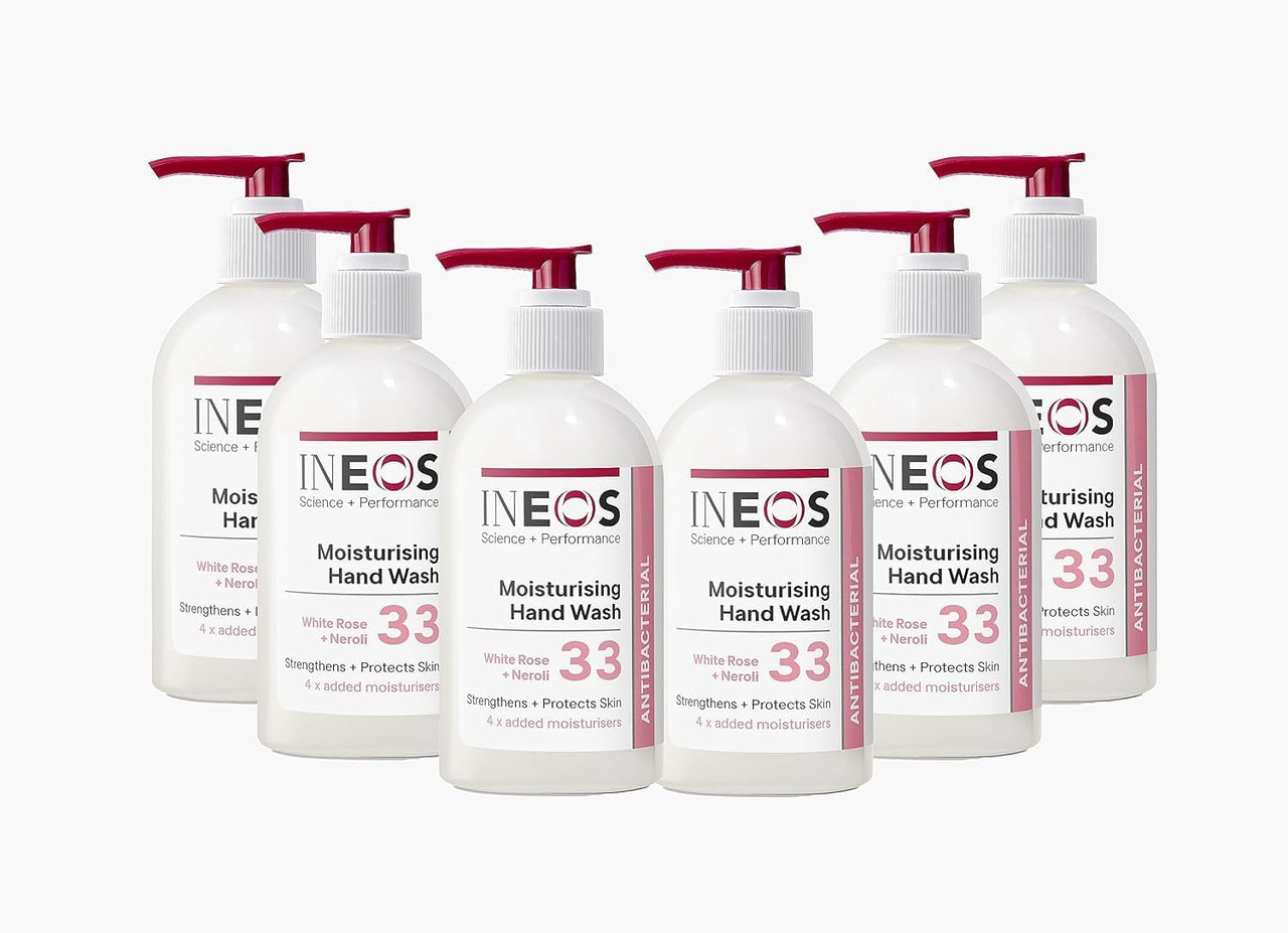 INEOS Moisturising Antibacterial Handwash White Rose & Neroli 250ml (6 Bottles) - liquidation.store
