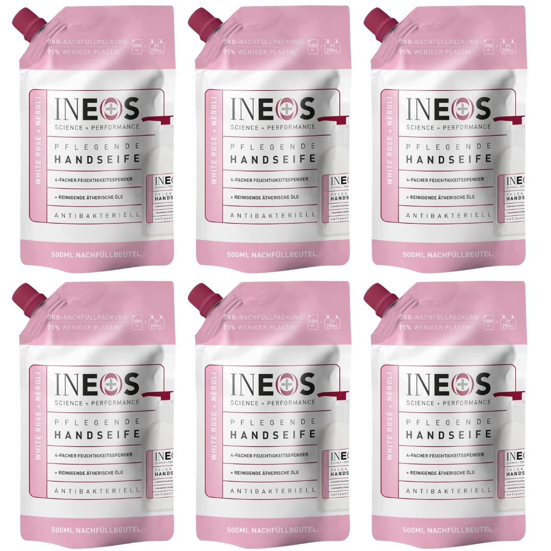 INEOS Moisturising Hand Soap Refills with Rose + Neroli - 500ml X6 Packs - liquidation.store
