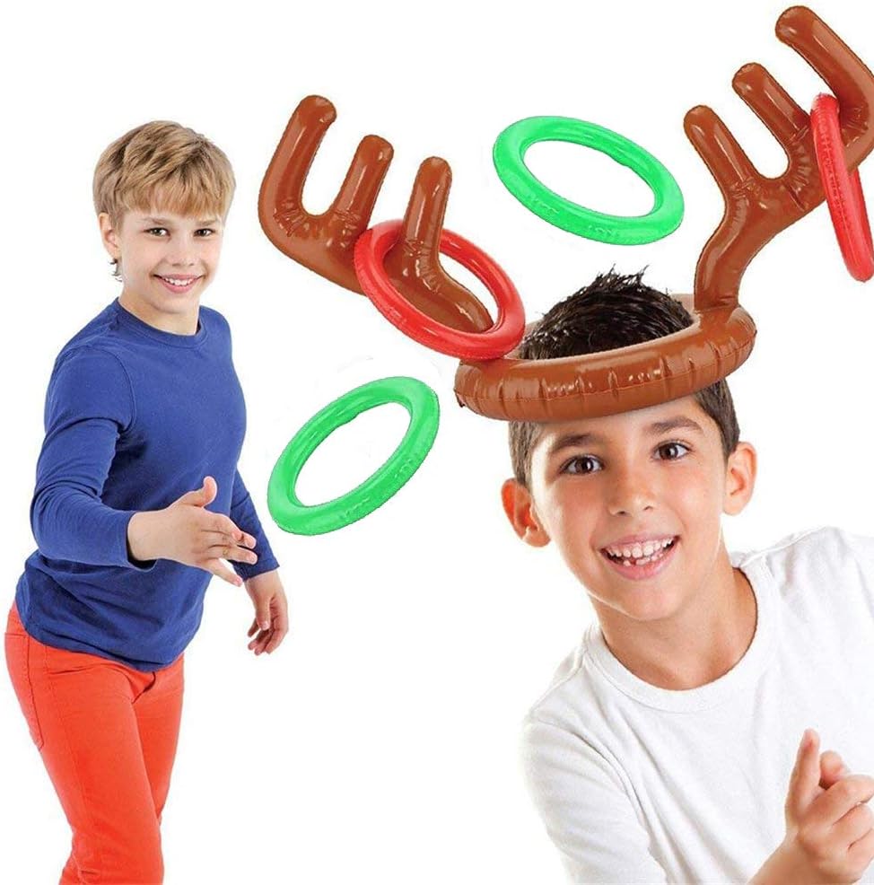 Inflatable Antler Hat Rudolf Reindeer Ring Toss Christmas Party Game - liquidation.store