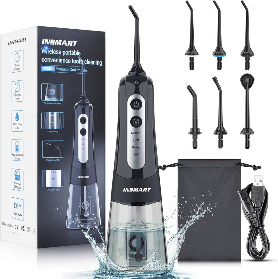 INSMART Water Flosser for Teeth - Cordless (Black) - liquidation.store