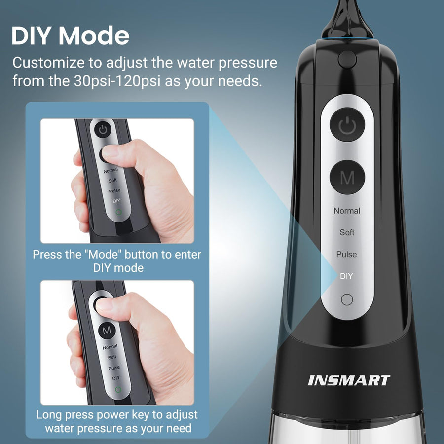 INSMART Water Flosser for Teeth - Cordless (Black) - liquidation.store