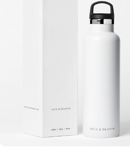 Jack & Deakin 600ml Insulated Water Bottles - White - liquidation.store