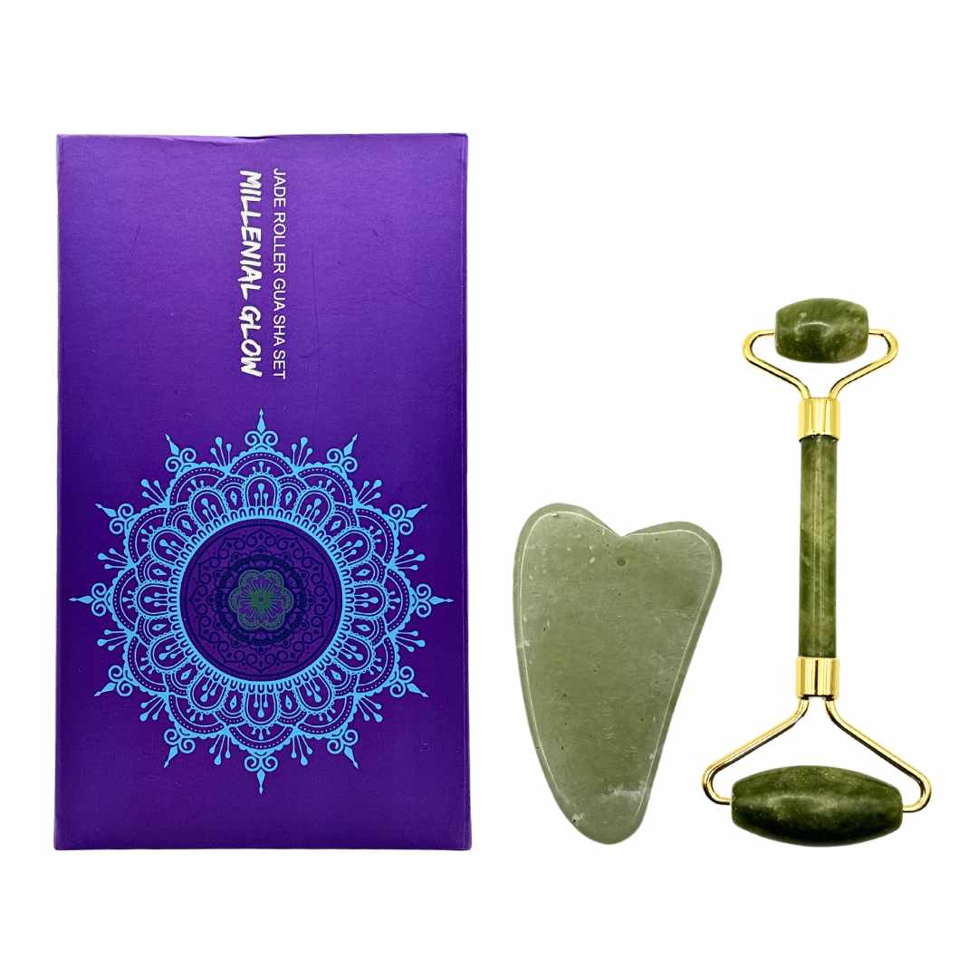 Jade Roller Gua Sha Set - 100% Jade - liquidation.store