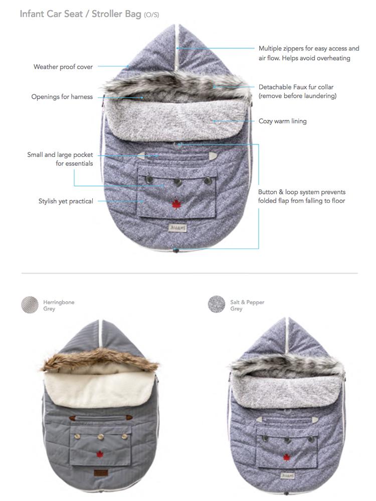 Juddlies Infant Push Chair & Car Seat Bag - Salt & Pepper Grey 0 - 12 Months - liquidation.store