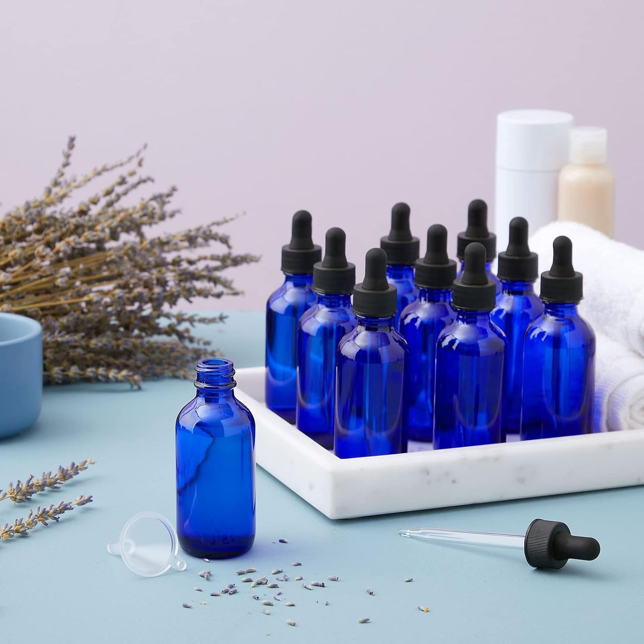 Juvale Mini Blue Glass Dropper Bottles - 2 fl oz 24 - Pack - liquidation.store
