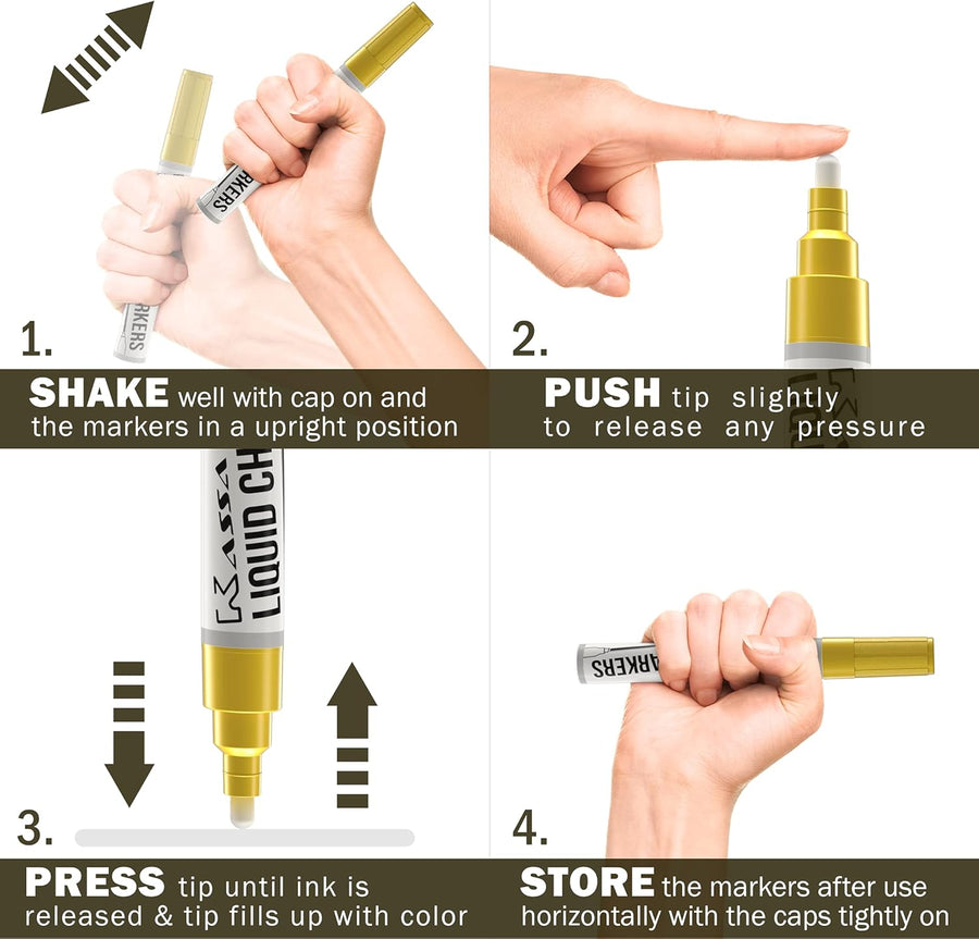 Kassa Liquid Chalk Markers Fine Tip (10 Pack 3mm) - liquidation.store