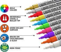 Thumbnail for Kassa Liquid Chalk Markers Fine Tip (10 Pack 3mm) - liquidation.store